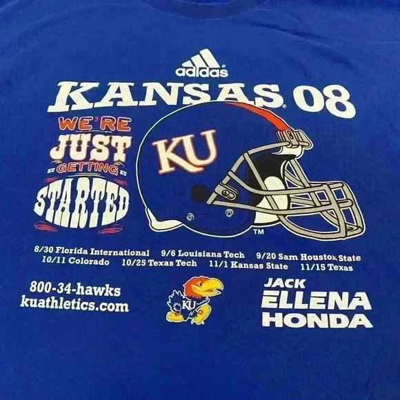 Kansas Jayhawks 2008 Football Short Sleeve size 2XL color Blue - Picture 2 of 5